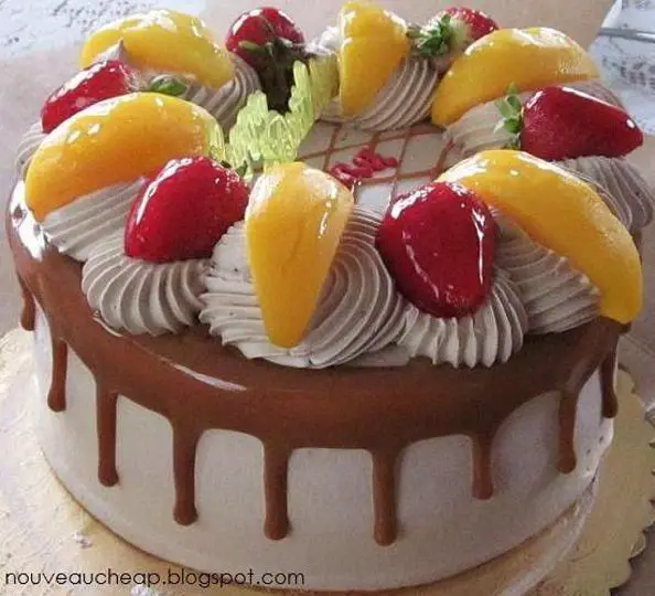 tres leches birthday cake with fruit