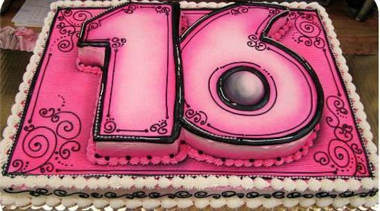 16 shaped birthday cake