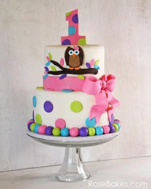 1st birthday owl cakes