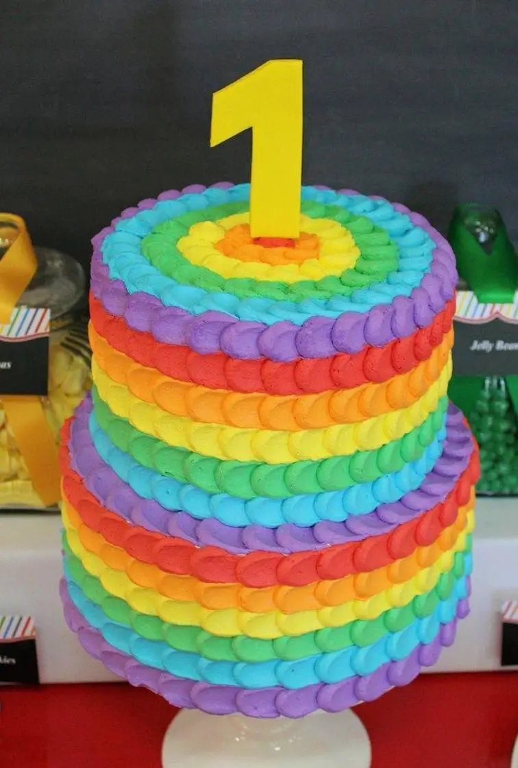 1st birthday rainbow cake