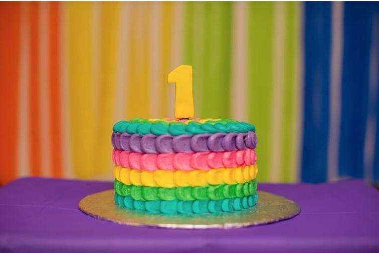 1st birthday rainbow cake