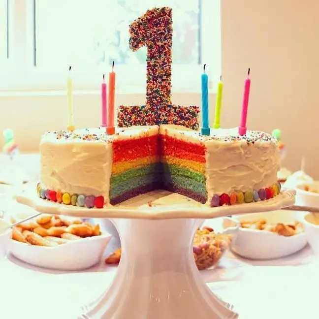 1st birthday rainbow cake