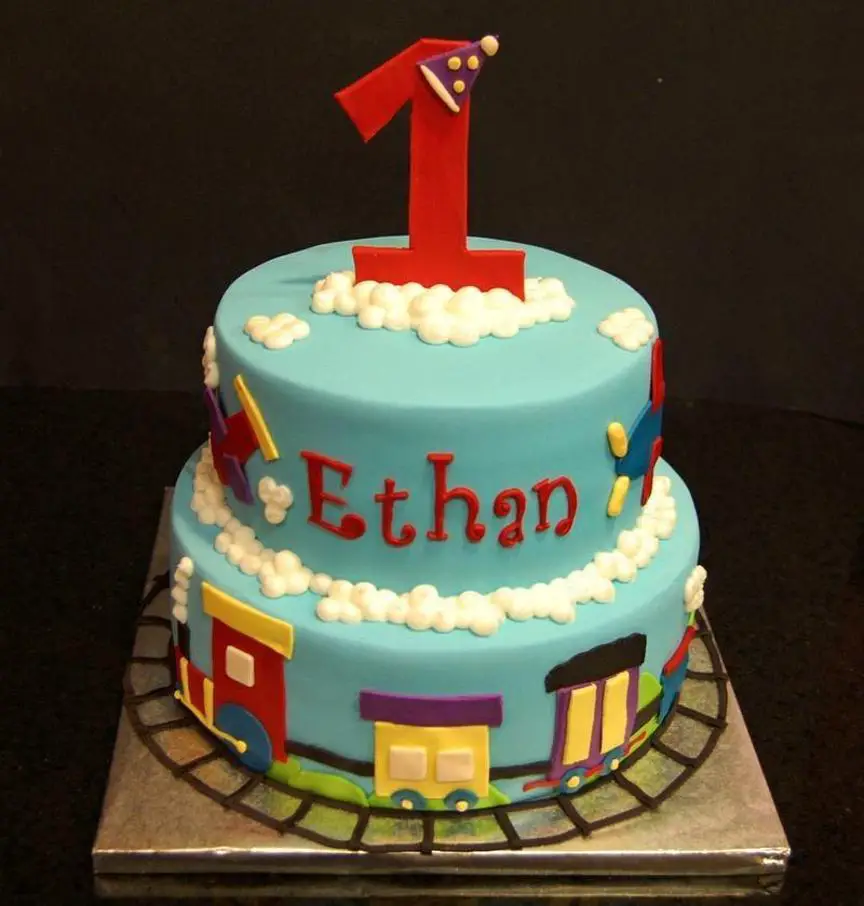 1st birthday train cake