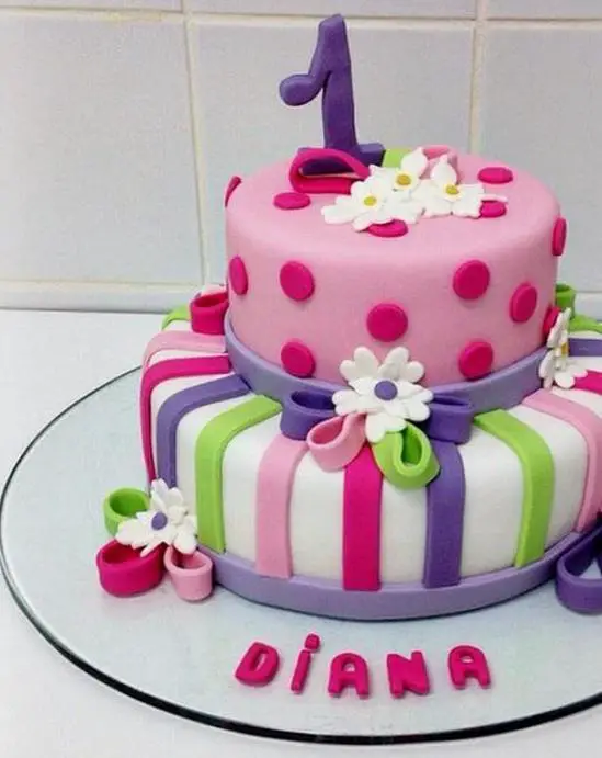 2 tier first birthday cake