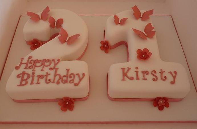 21 shaped birthday cake
