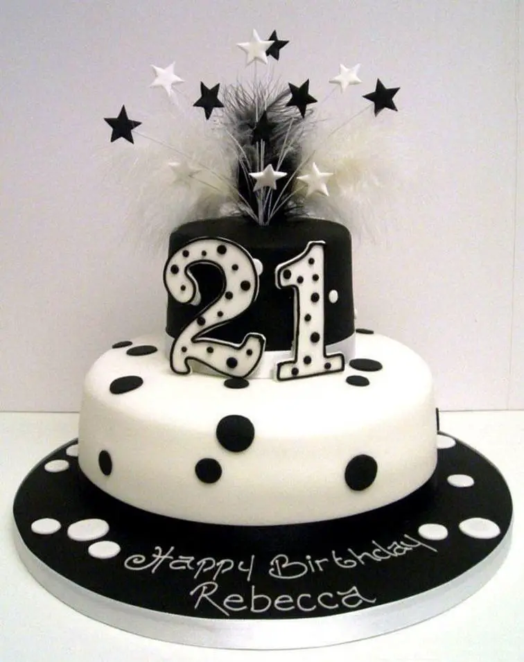 21st birthday cakes black and white