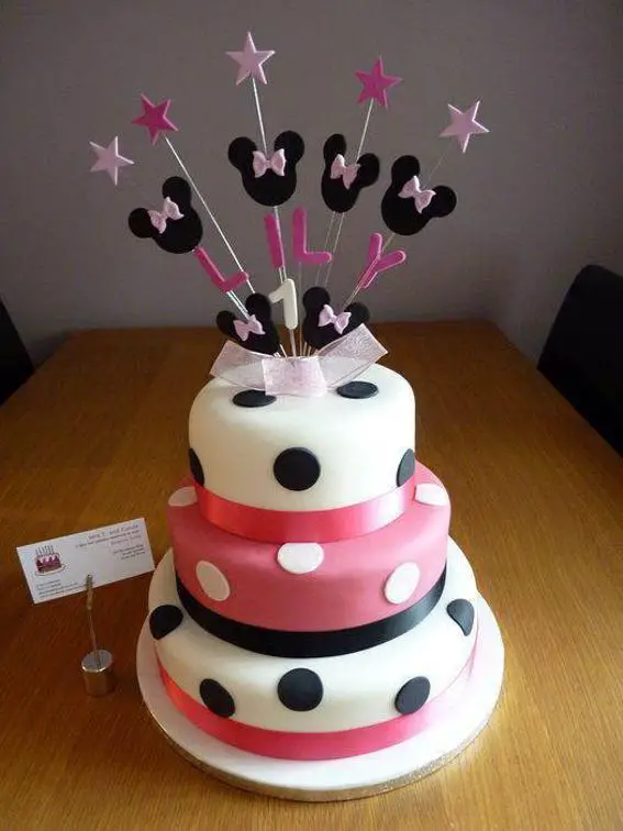 3 tier minnie mouse birthday cake
