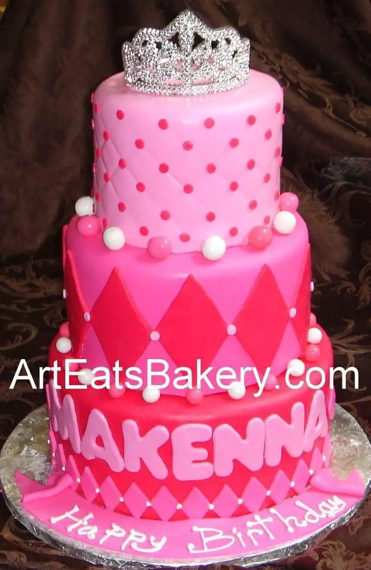 3 tier pink birthday cakes