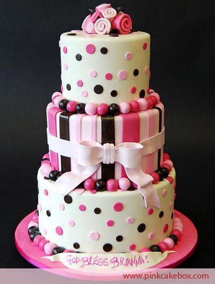 3 tier pink birthday cakes