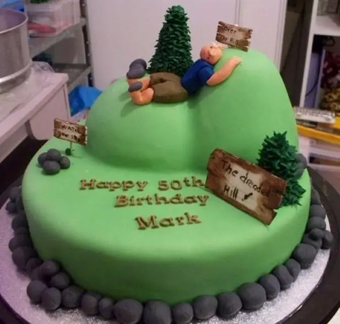 50th birthday cakes over the hill