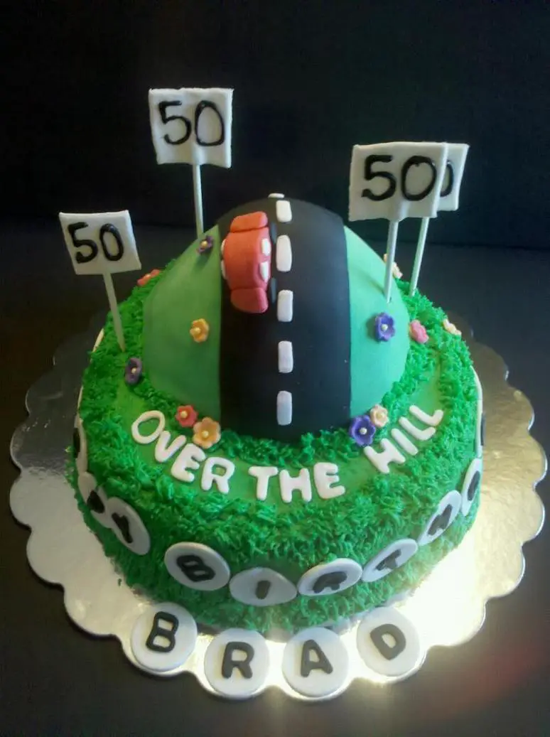 50th birthday cakes over the hill