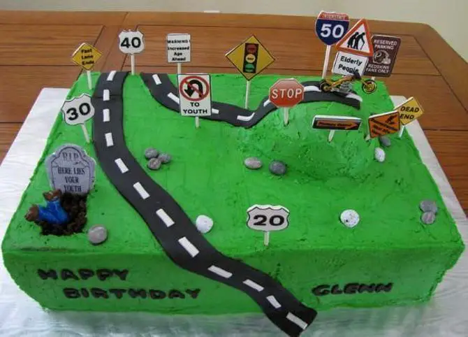 50th birthday cakes over the hill
