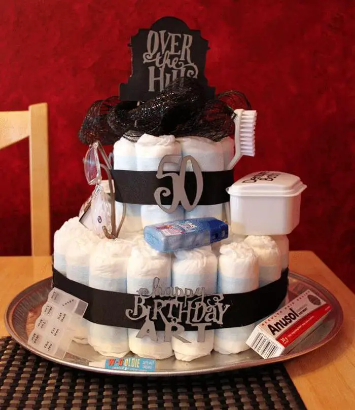 50th birthday diaper cake
