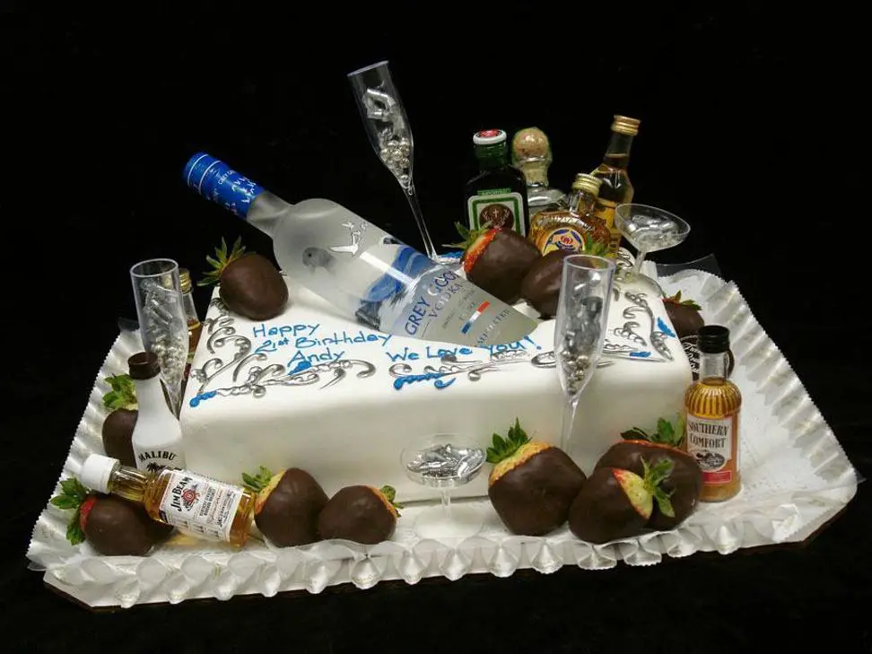 alcohol themed birthday cakes
