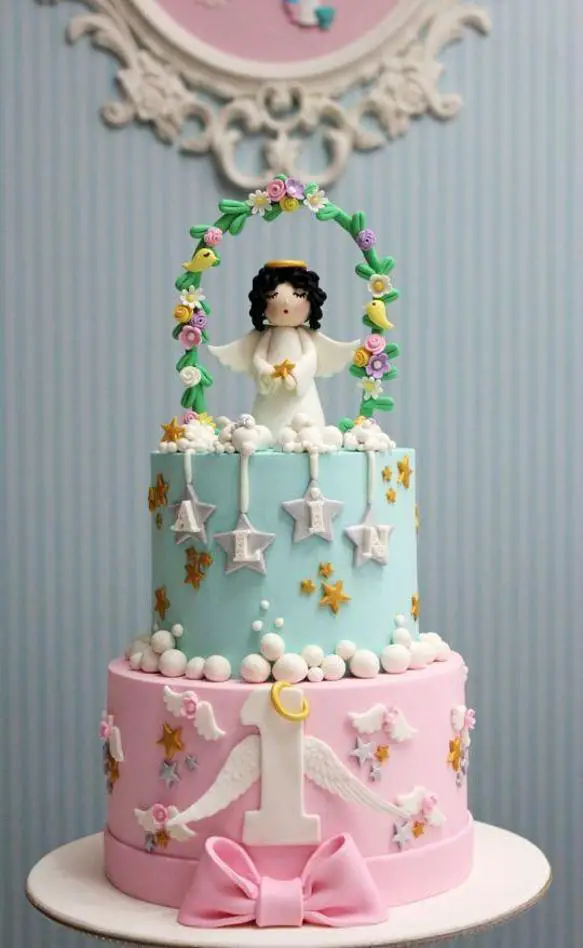 angel themed birthday cake
