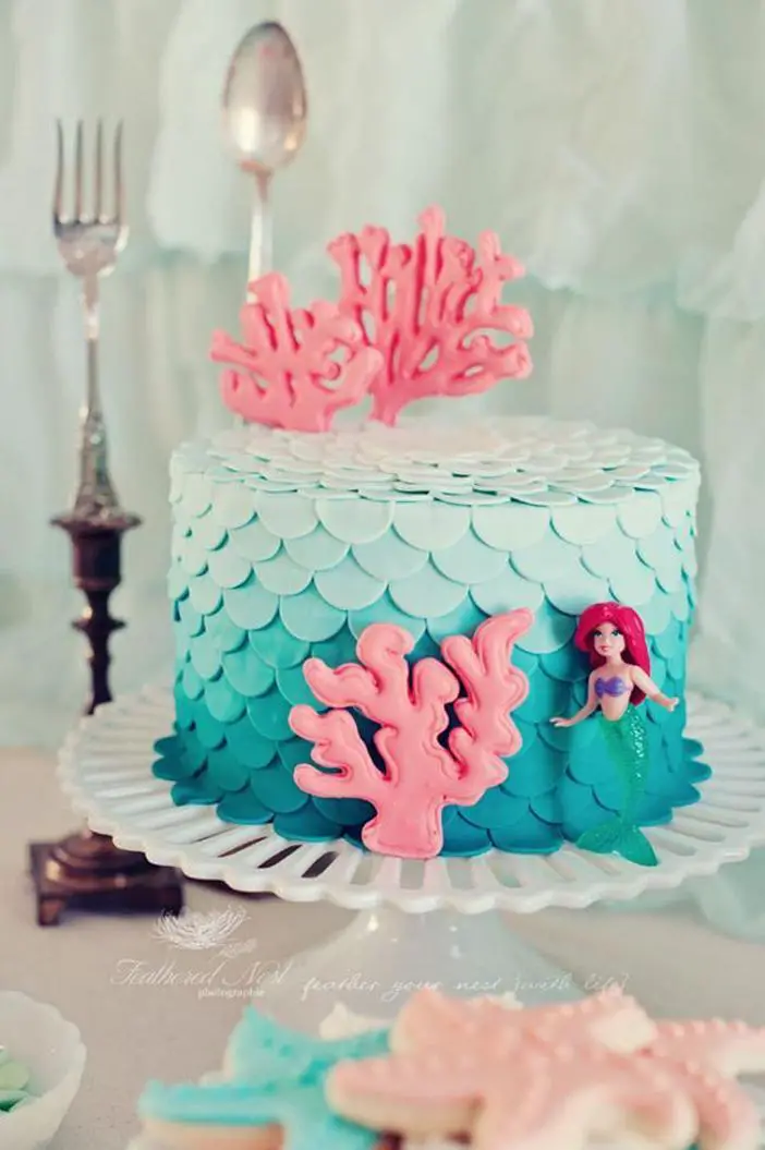 ariel themed birthday cake