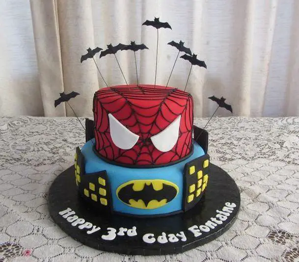 batman and spiderman birthday cakes