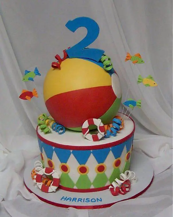 beach ball birthday cake