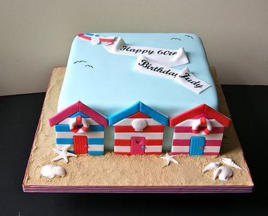 beach hut birthday cake