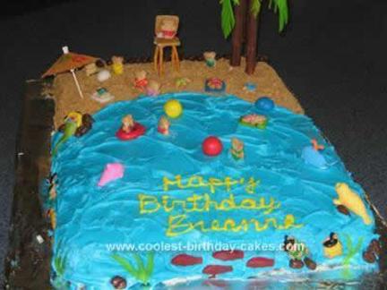 beach scene birthday cakes