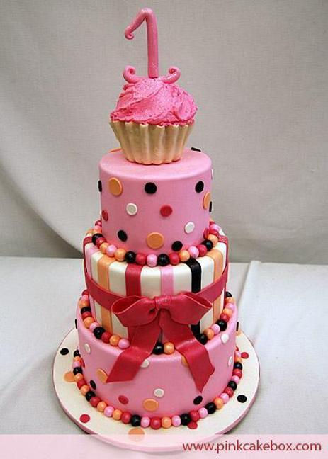 big pink birthday cake