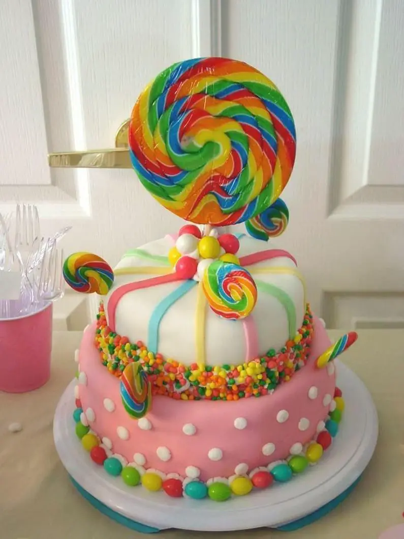 birthday cake decorated with candy