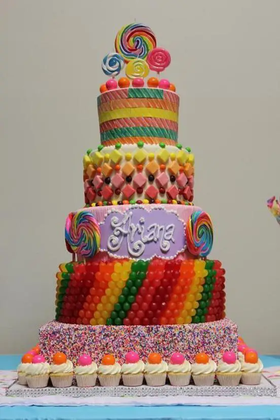 birthday cake with candy decorations