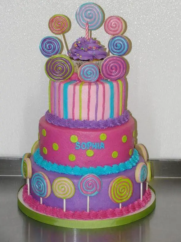 birthday cake with lollipops