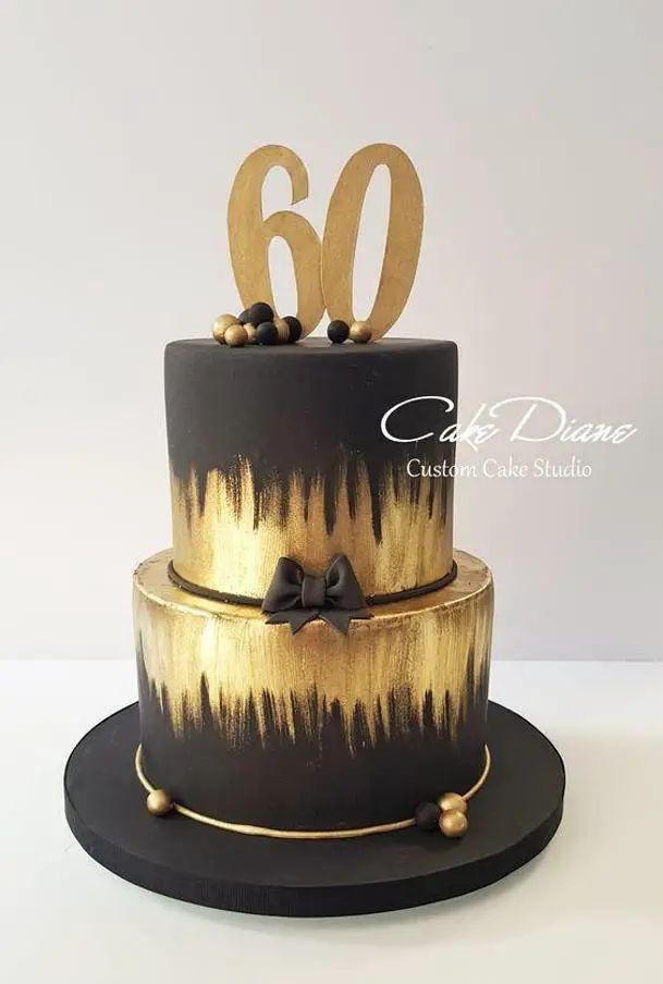 black and gold birthday cake