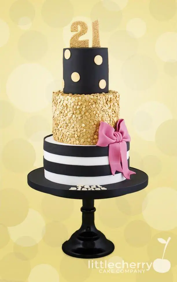 black and gold birthday cake