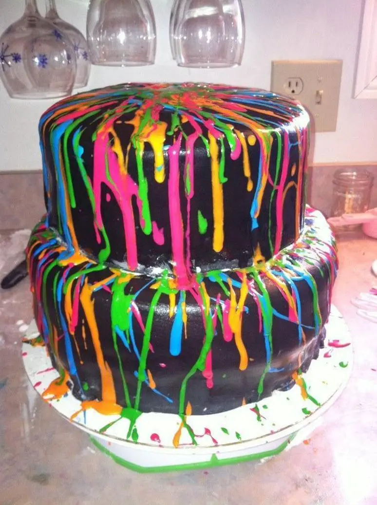 black and neon birthday cake