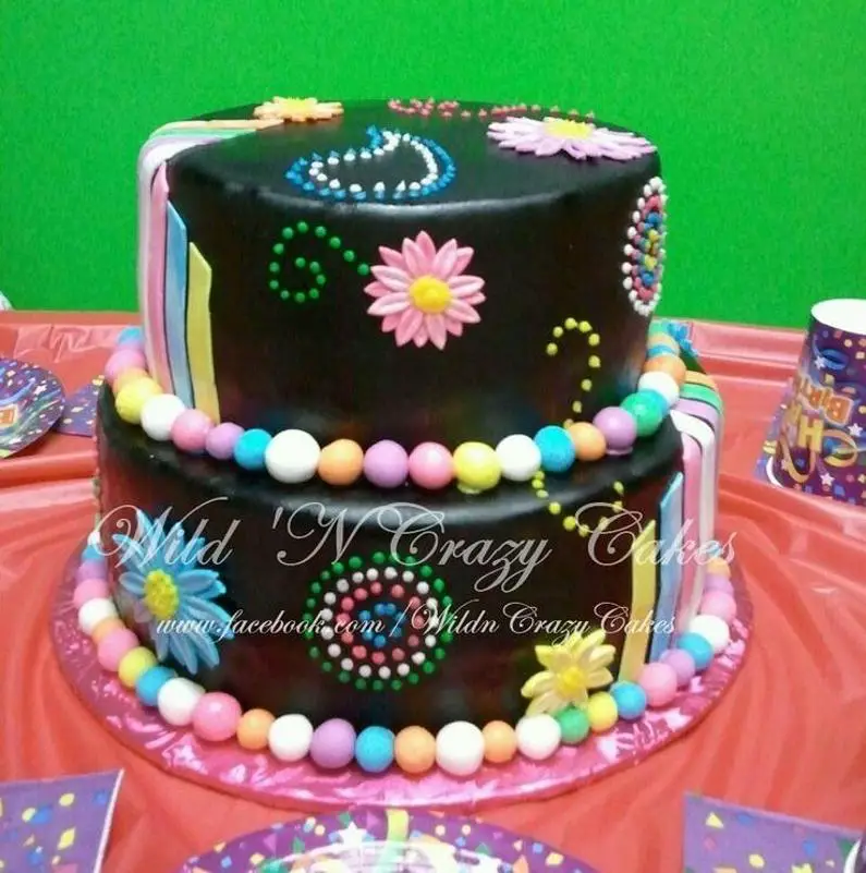 black and neon birthday cake