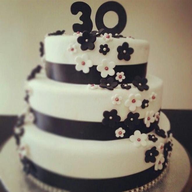 black and white 30th birthday cakes