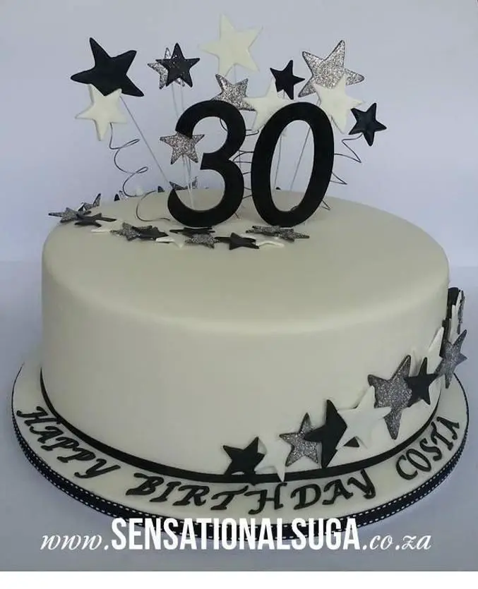 black and white 30th birthday cakes