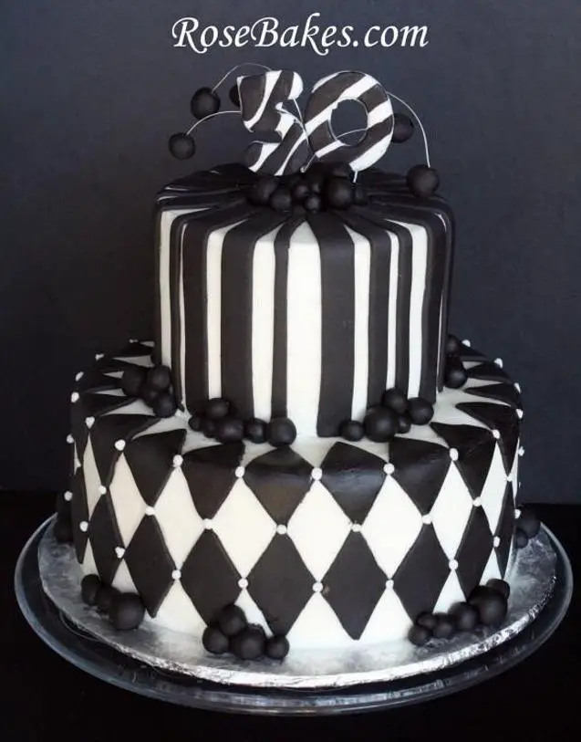black and white 50th birthday cakes