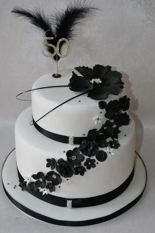 black and white 50th birthday cakes