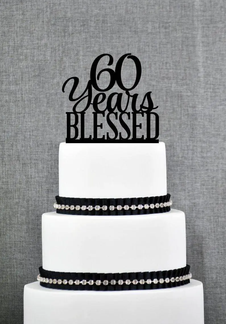 black and white 60th birthday cake
