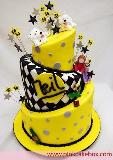 black and yellow birthday cakes