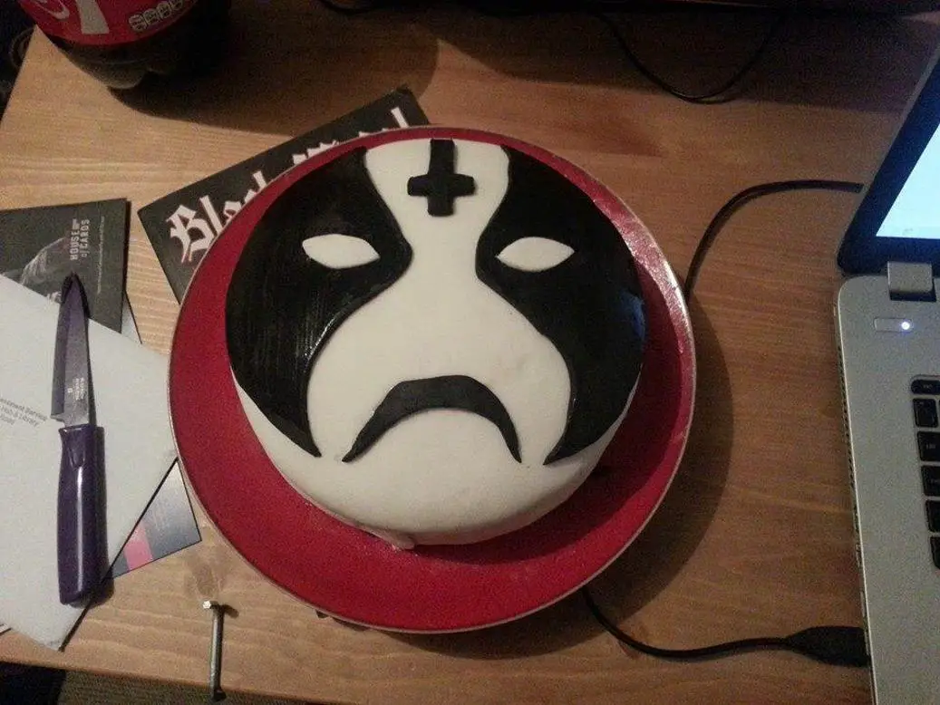 black metal birthday cake