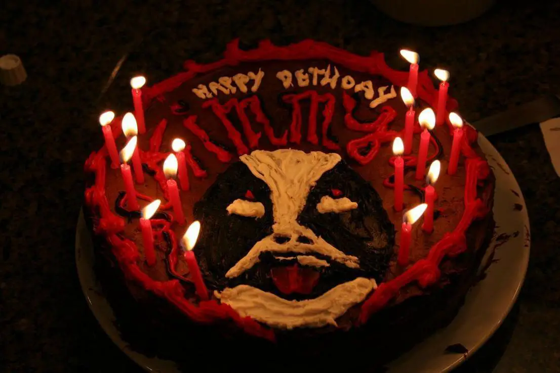 black metal birthday cake