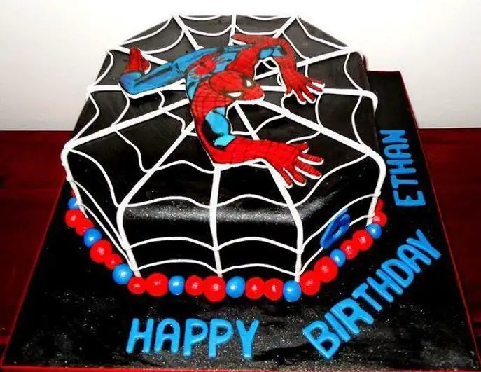 black spiderman birthday cake