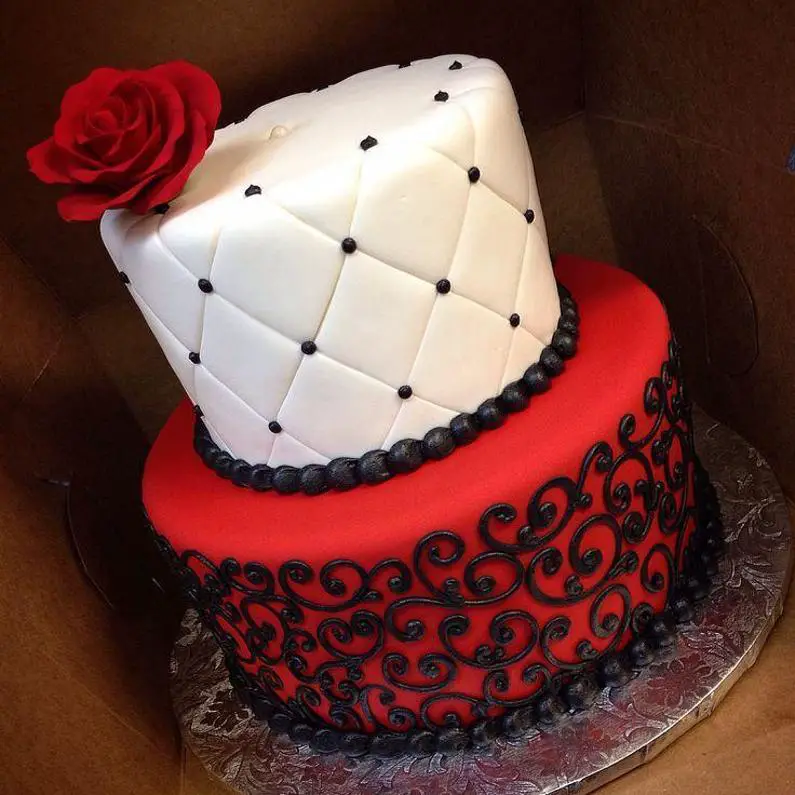 black white and red birthday cakes