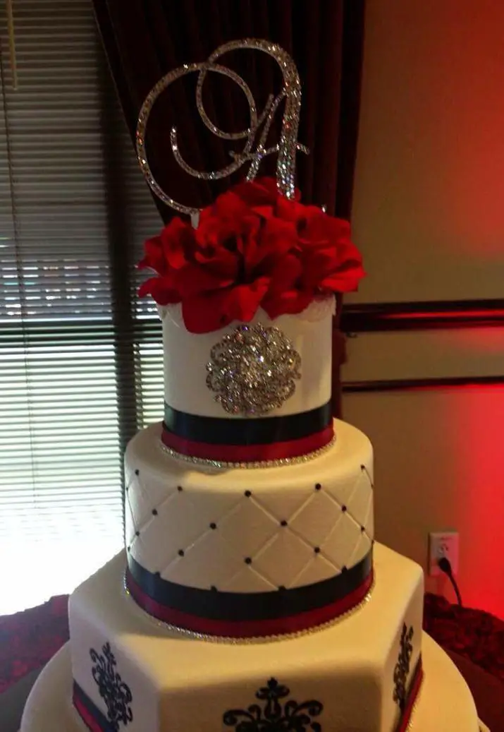 Black white and red birthday cakes