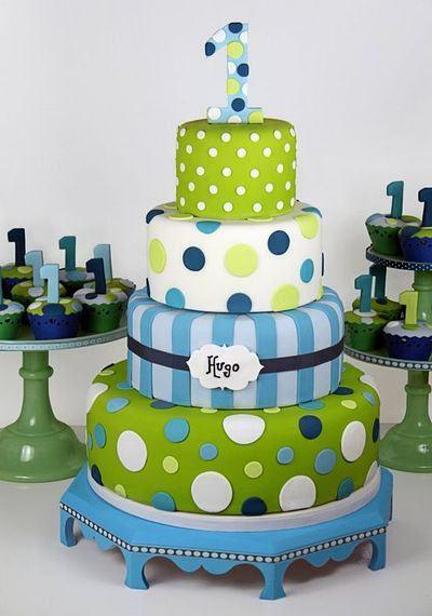 blue and green cakes birthday