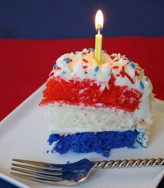 blue and red birthday cake