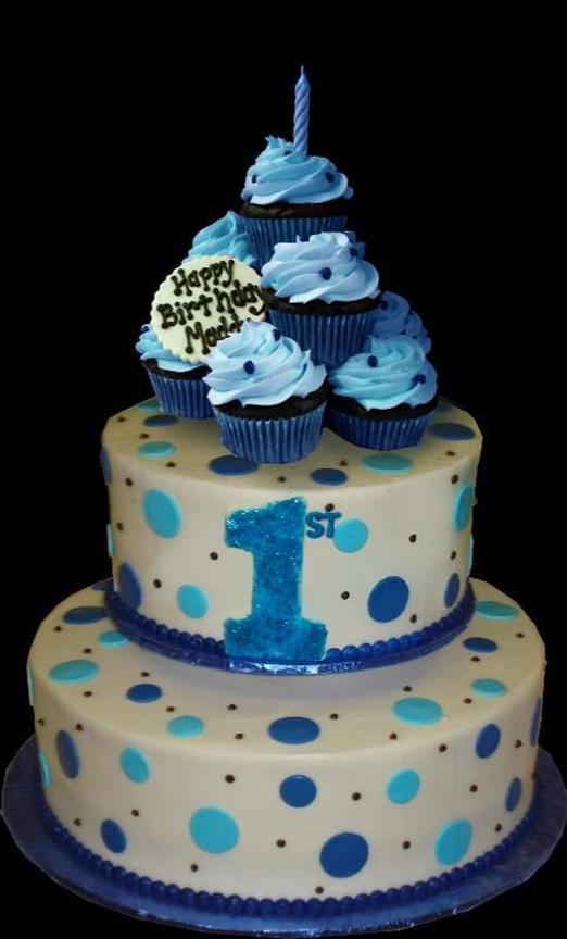 blue and white birthday cakes