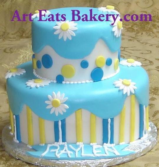 blue and yellow birthday cake
