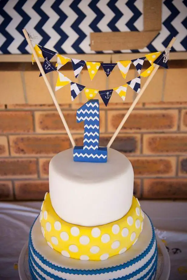 blue and yellow birthday cake