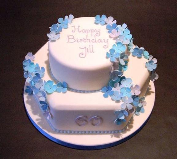 blue flower birthday cake