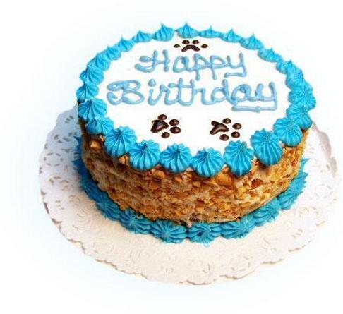 blue happy birthday cake